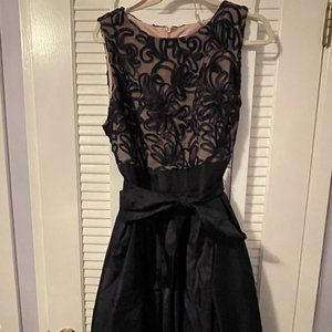 Navy Blue lace with taffeta, sleeveless cocktail dress by J. Howard, Size 16W